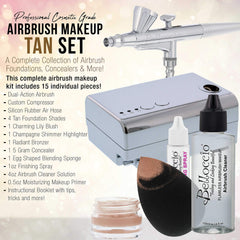 Belloccio airbrush foundation shades offering four tan tones for a precise match