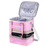 Beloving nail polish organizer 3-layer stores up to sixty bottles for easy travel.
