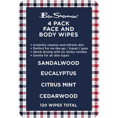 Ben Sherman face wipes eucalyptus pack with cooling, residue-free refresh