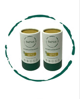BeNat 2-pack deodorant outer box highlighting plastic-free packaging and natural ingredients.