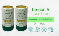 BeNat deodorant 2-pack tube close-up showing lemon-tea tree scent.