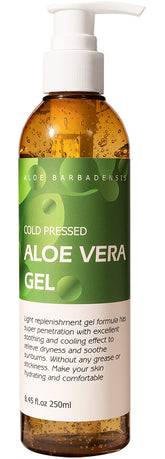 Benatu Aloe Vera Gel face bottle showing refreshing hydration for dry or sun-exposed skin.