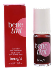 Benefit Bene Tint on lips with rose tint for a natural glow.