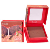 Benefit BOP Java Powder Blush Rosy Mocha compact closeup showing silky powder for natural warmth