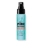 Benefit POREfessional Super Setter spray bottle delivering a featherweight mist for all-day makeup hold.