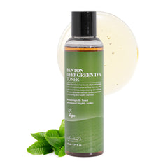 BENTON Deep Green Tea Toner bottle shows refreshing, skin-friendly formula.