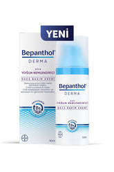 Bepanthol Derma Night Cream packaging highlights rich hydration for dry skin