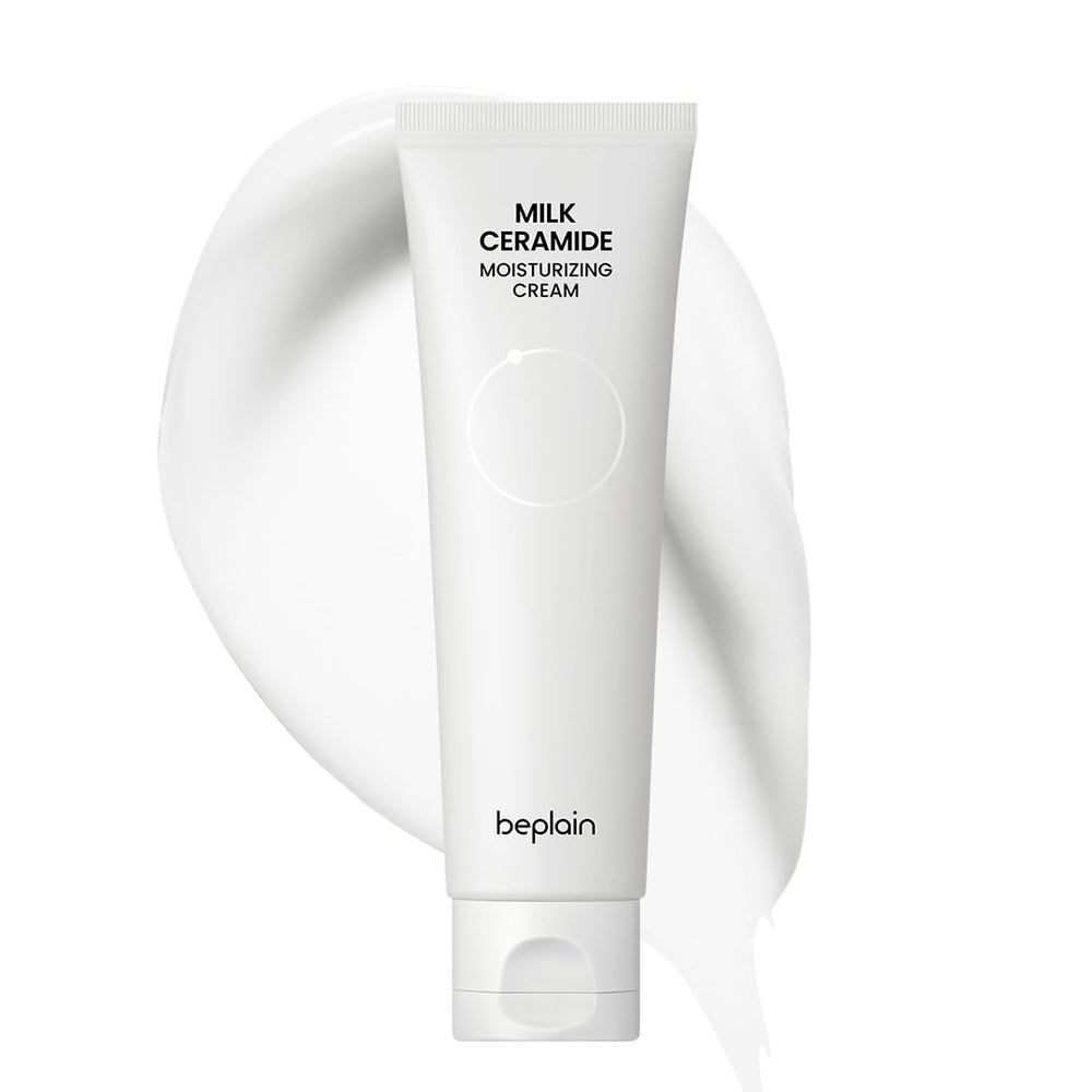 Beplain Milk Ceramide Cream bottle shows soothing, hydrating care for dry skin