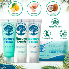 BERGMAN KELLY Nature Fresh shampoo bottles for guest showers
