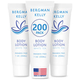 BERGMAN KELLY travel-size lotion 1oz with foil seal for leak-proof hotel guest care.