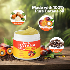 Berlix Batana Oil Paste applied to hair ends for smoother, hydrated strands.