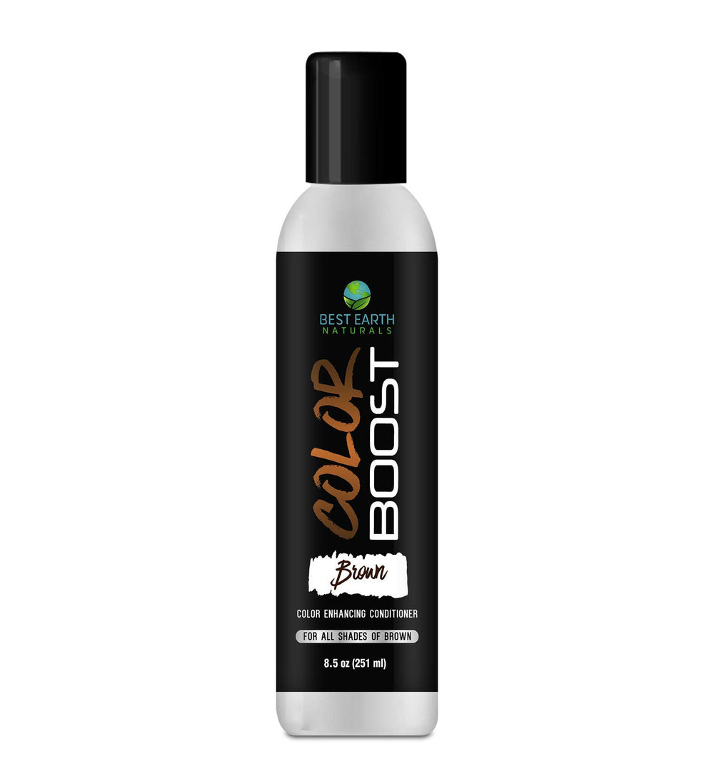 Best Earth Naturals Color Boost Brown Depositing Conditioner bottle shows rich color boost for brown hair