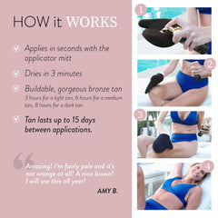Best Bronze Tinted Self Tanner Foam application stroke demonstrates buildable shade from light to dark