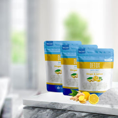 USA-made detox bath salt label highlighting handmade quality
