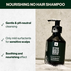 BETTER BE BOLD No Hair Shampoo rich foam spreading across the scalp during cleanse.