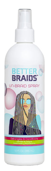 Better Braids Un-Braid Spray bottle for gentle detangling.