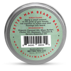 Application of BETTER MAN BEARD Spruce Balm shows quick absorption and smooth beard.