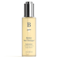 Better Not Younger serum drops on scalp for daily use and density support.