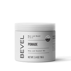 Bevel beard balm jar close-up, creamy moisture for softer facial hair.
