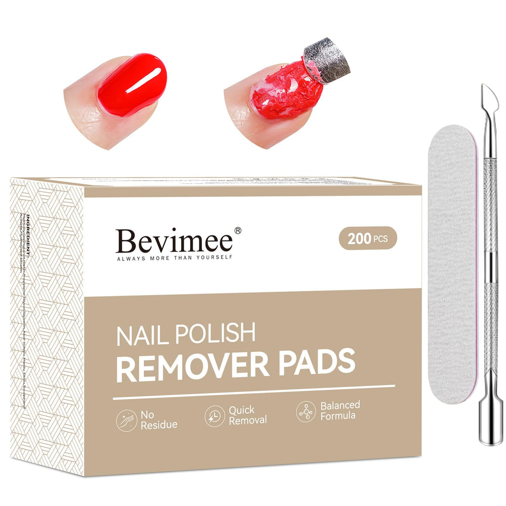 Bevimee 200-pack nail polish remover pads for quick gel and polish removal