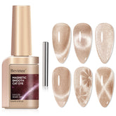 Bevimee Cat Eye Gel Polish with champagne gold glitter catching light for a glamorous look