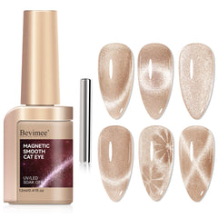 Bevimee Cat Eye Gel Polish with champagne gold glitter catching light for a glamorous look