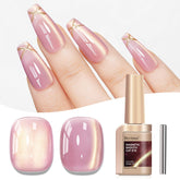 Bevimee Cat Eye Gel Polish bottle with sheer pink glass finish for salon-like nails.
