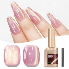 Bevimee Cat Eye Gel Polish bottle with sheer pink glass finish for salon-like nails.
