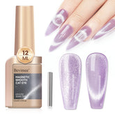 Bevimee Cat Eye Gel Polish Lavender Purple Smoothie shows magnetic shimmer for salon-quality nails.