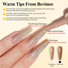 Bevimee holographic polish cap close-up for precise application