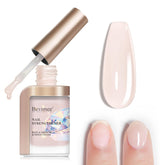 Bevimee Nail Strengthener bottle closeup for nourished, resilient nails.