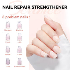Bevimee nails before after display growth, reduced ridges.