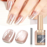 Bevimee Nude Cat Eye Gel bottle close-up showing glossy naked finish.