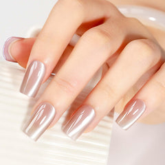 Bevimee nude cat-eye gel swirls showing magnetic patterns.
