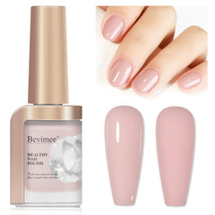 Bevimee nude nail polish bottle application closeup with smooth brush stroke and quick-dry appeal