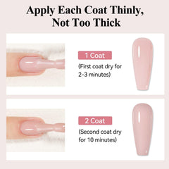 Bevimee nude nail polish on nails reveals sheer color and fast air-dry