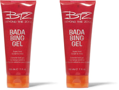 Beyond the Zone Bada Bing Extreme Hold Gel bottle close-up showing long-lasting hold on all hair types