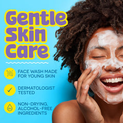BeYOUtiful cleansing face wash bottle back showing vegan formula and ingredients highlights.