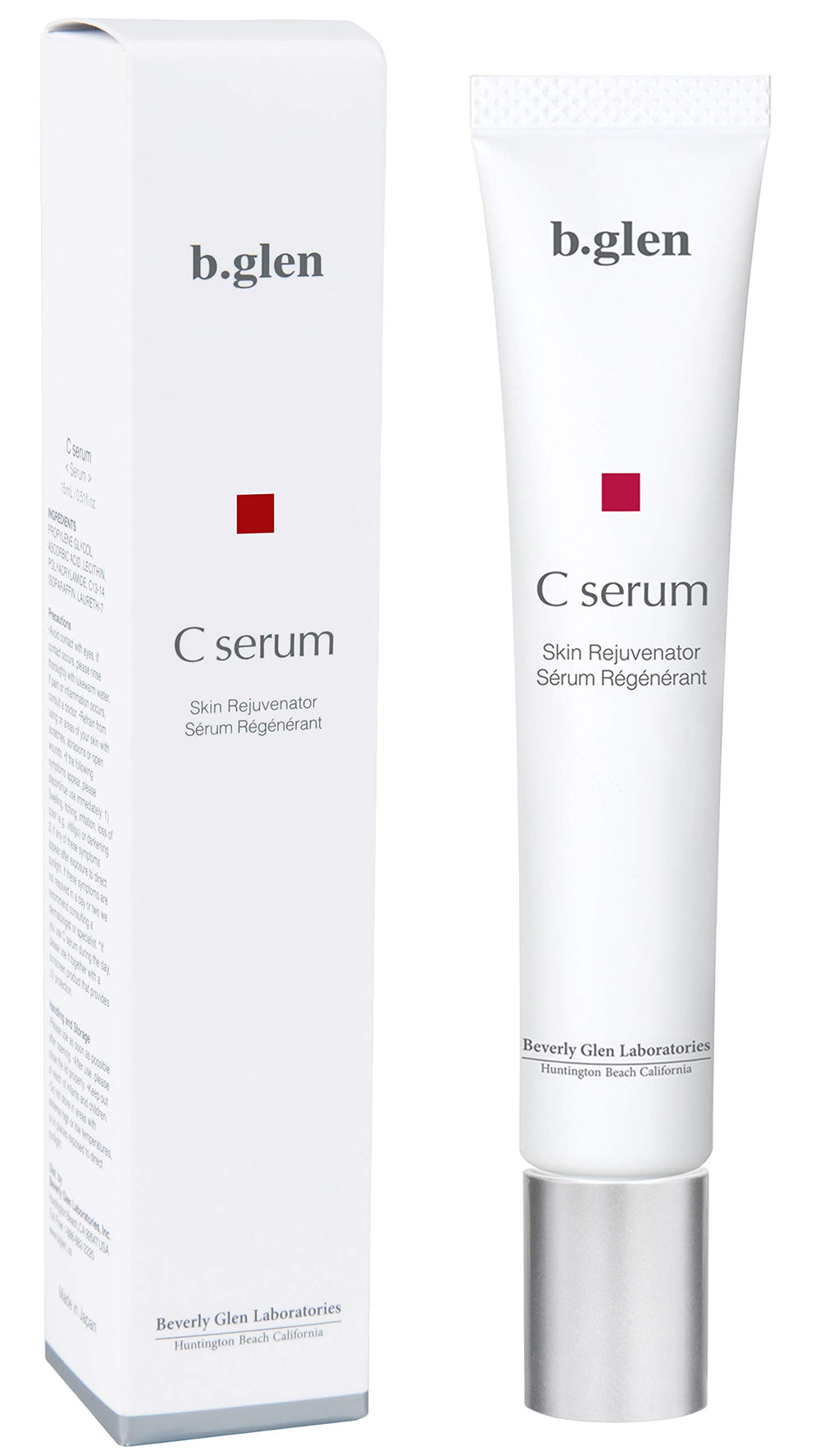 b.glen Pure Vitamin C Serum jar closeup highlighting lightweight brightening formula