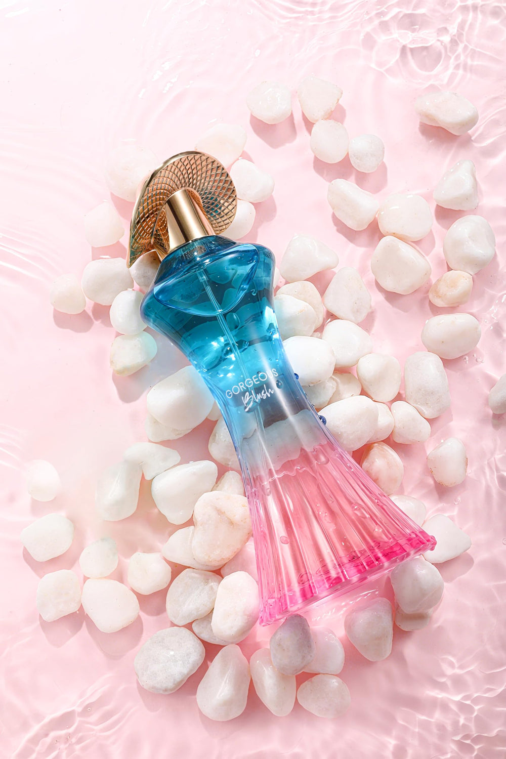 Bharara Gorgeous Blush bottle highlights the bright sea salt top accord for daily freshness