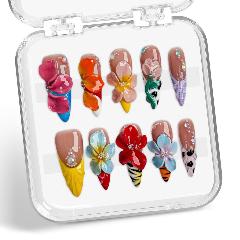 BHOOKA Flower Press on Nails with 3D floral design for standout nails.