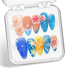 BHOOKA summer press on nails with embossed flower design for elegant everyday wear