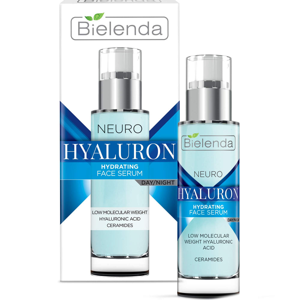 Bielenda Neuro Hyaluron Serum bottle shown for hydration and daily skincare.