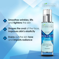 Bielenda Neuro Hyaluron Serum droplet captures fast-absorbing hydration for refreshed skin.
