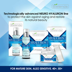 Bielenda Neuro Hyaluron Serum texture closeup shows lightweight gel for quick absorption.