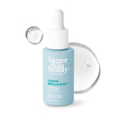 Bigger Than Beauty Liquid Brilliance serum bottle with dropper for lightweight hydration and a radiant complexion.