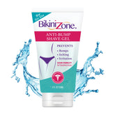 Bikini Zone anti-bump shave gel bottle front showing gentle, precise glide