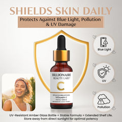 BILLIONAIRE BEAUTY LABS Vitamin C serum closeup texture shows smooth skin feel.