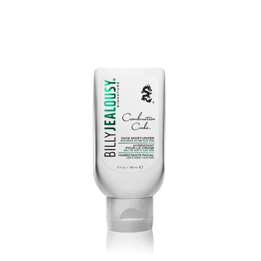 Billy Jealousy Combination Code Face Moisturizer bottle delivers lightweight hydration and a matte finish.