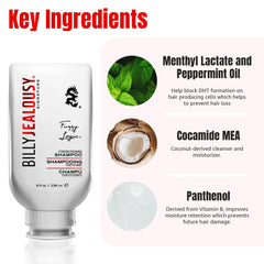 Rich lather on hand from Billy Jealousy Fuzzy Logic shampoo for scalp cleansing